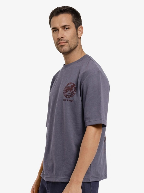 RARE RABBIT Men Graphic Printed Round Neck Cotton Oversized T-shirt - Image 5