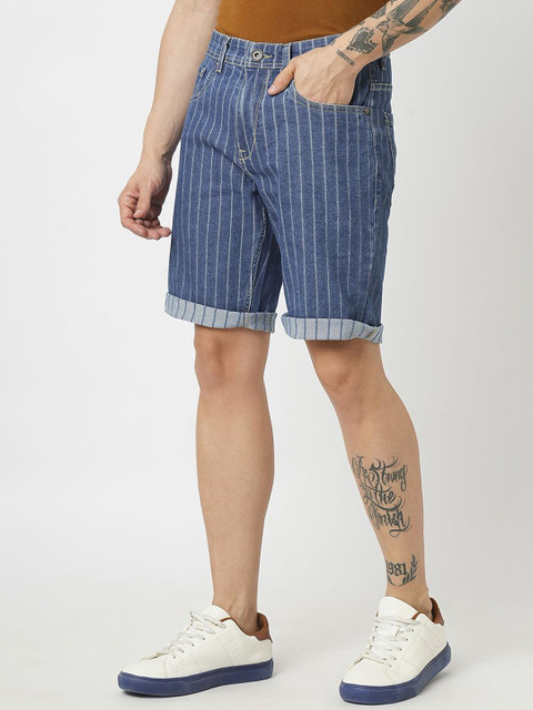 The Roadster Lifestyle Co Men Striped Mid Rise Shorts - Image 2