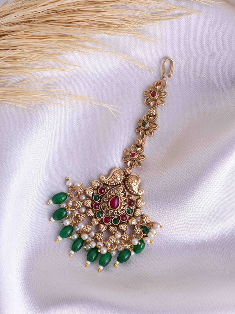 PANASH Gold-Plated Maang Tikka Head Jewellery