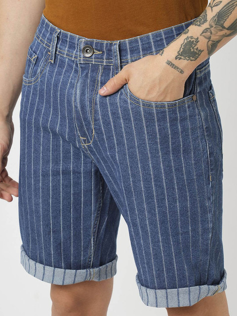 The Roadster Lifestyle Co Men Striped Mid Rise Shorts - Image 5