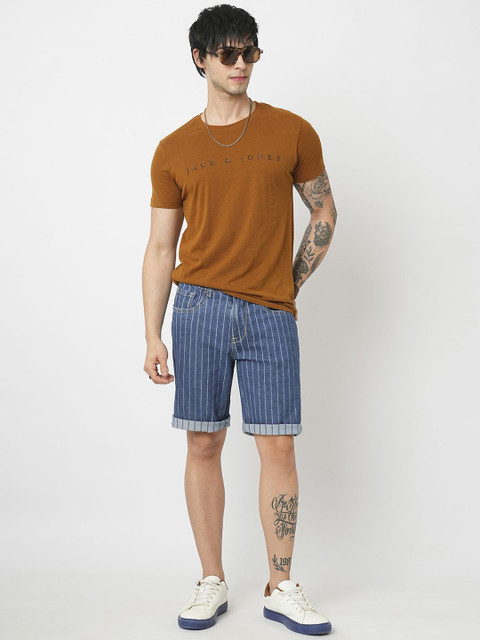 The Roadster Lifestyle Co Men Striped Mid Rise Shorts - Image 4