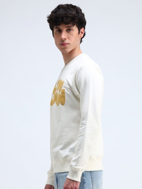 Flying Machine Men Typography Printed Round Neck Cotton Pullover Sweatshirt - Image 3