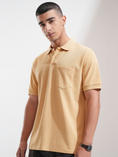 HIGHLANDER Men Solid Polo Collar Cotton Relaxed Fit T-shirt - Image 3