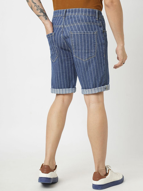 The Roadster Lifestyle Co Men Striped Mid Rise Shorts - Image 3