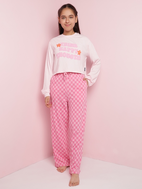 Lil Tomatoes Girls Typography Printed Night suit