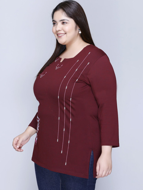 IN Love Women Cotton Full Sleeve Plus Size Long T-Shirt - Image 4