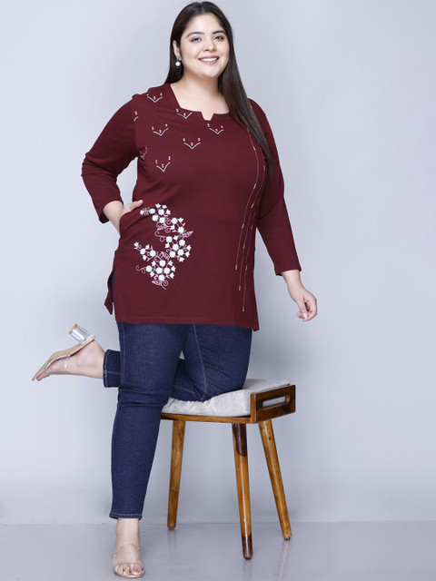 IN Love Women Cotton Full Sleeve Plus Size Long T-Shirt - Image 7