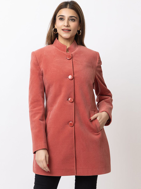 TWENTY ME Women Solid Stand Collar Over Coats
