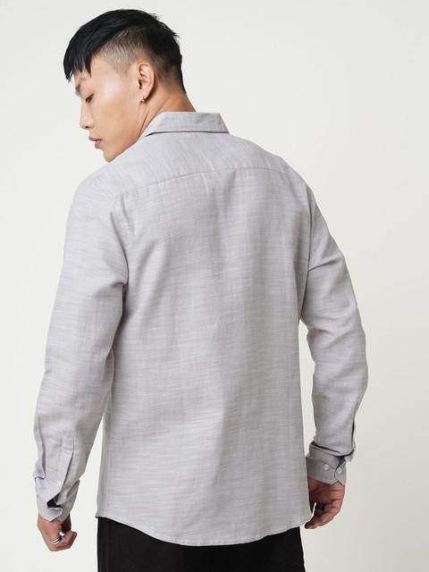 VASTRADO Men Classic Cutaway Collar Textured Cotton Slim Fit Casual Shirt - Image 4