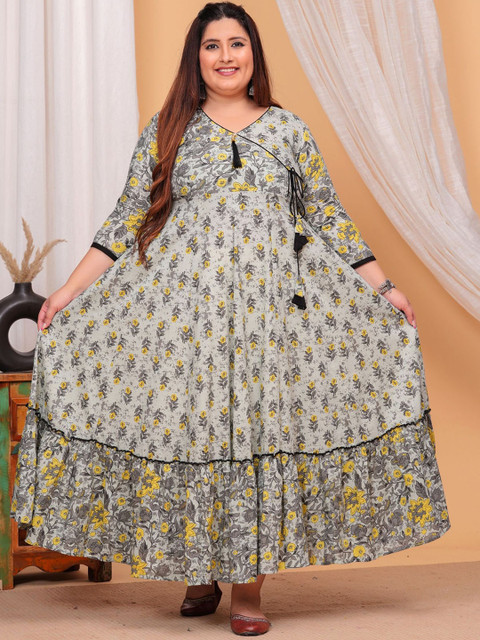LABULY Women Plus Size Pure Cotton Ethnic Motifs Printed Anarkali Kurta