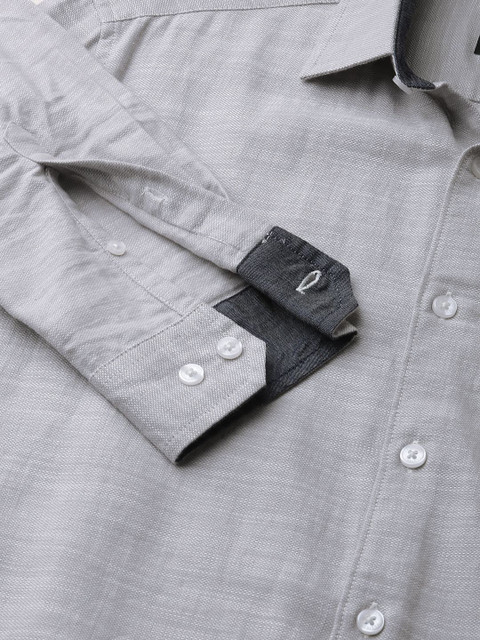VASTRADO Men Classic Cutaway Collar Textured Cotton Slim Fit Casual Shirt - Image 7