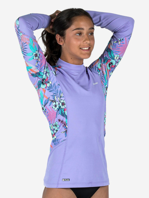 Decathlon OLAIAN - Girls Purple Printed Full-Sleeve Surfing Top