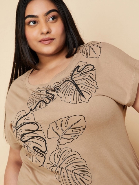 max Women Plus Size Graphic Printed Round Neck Cotton T-shirt - Image 2