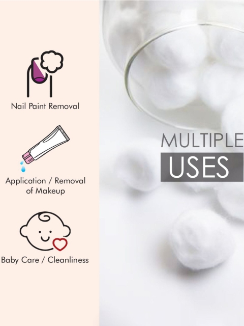 TULIPS Set Of 5 White Makeup Remover Cotton Balls - 50 pcs Each - Image 3