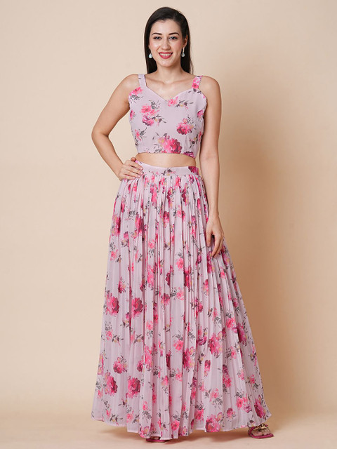 BAPS Printed V-Neck Ready to Wear Lehenga & Blouse with Shrug - Image 2