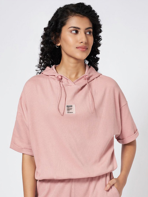 Ajile by Pantaloons Women Solid Hood Cotton Oversized T-shirt