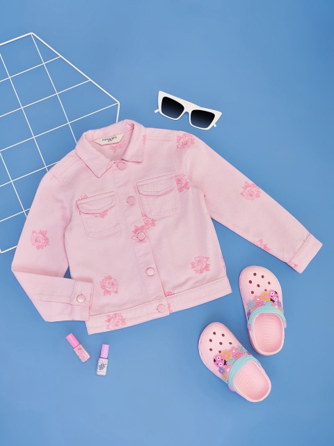 Pantaloons Junior Girls Floral Crop Denim Jacket