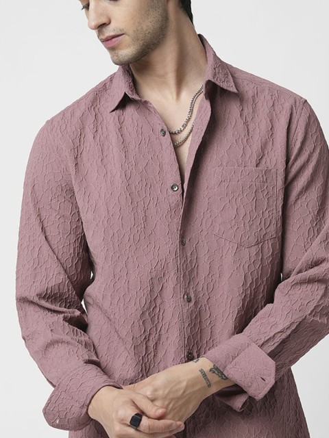 VASTRADO Men Classic Spread Collar Solid Slim Fit Casual Shirt - Image 3