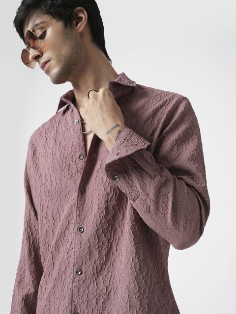 VASTRADO Men Classic Spread Collar Solid Slim Fit Casual Shirt - Image 7