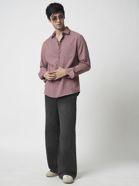 VASTRADO Men Classic Spread Collar Solid Slim Fit Casual Shirt - Image 6