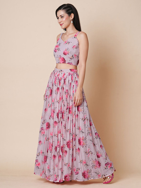 BAPS Printed V-Neck Ready to Wear Lehenga & Blouse with Shrug - Image 7