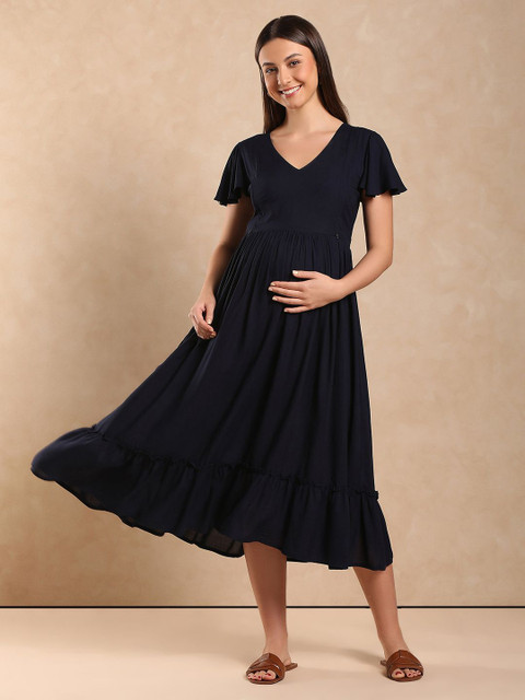 Aanyor Maternity Fit & Flare Midi Dress