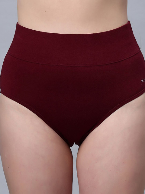 In Care Assorted Belly Control Shaper High Rise Hipster Briefs - ICIB-030_MAROON_M