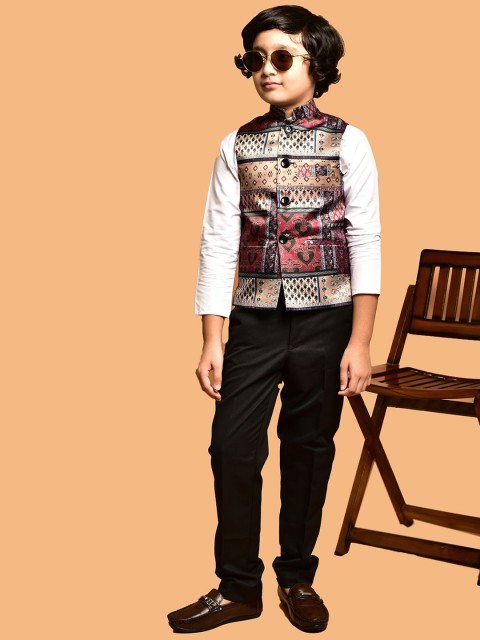 PRINTCULTR Boys Printed Satin Nehru Jackets - Image 3