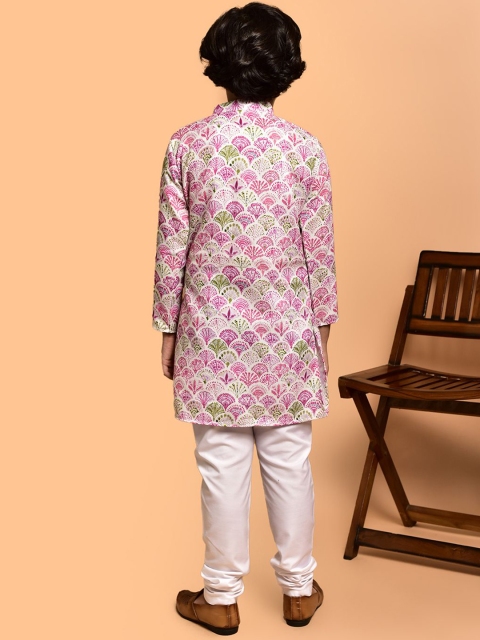 PRINTCULTR Boys Geometric Printed Band Collar Cotton Straight Kurta - Image 4