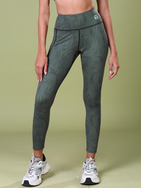 Technosport Women Printed Slim-Fit Rapid-Dry Sports Tights with Pocket