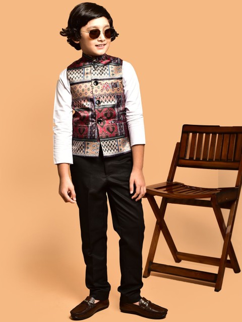 PRINTCULTR Boys Printed Satin Nehru Jackets - Image 5