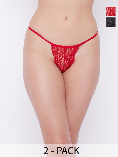 SECRETS BY ZEROKAATA Pack of 2 Assorted Thong Briefs Panty For Women