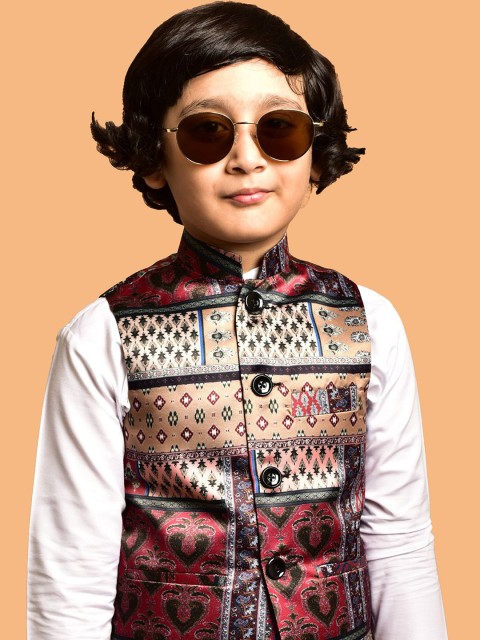 PRINTCULTR Boys Printed Satin Nehru Jackets - Image 2
