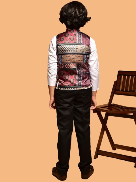 PRINTCULTR Boys Printed Satin Nehru Jackets - Image 4