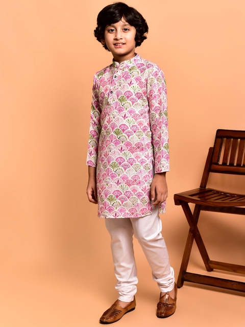 PRINTCULTR Boys Geometric Printed Band Collar Cotton Straight Kurta - Image 5