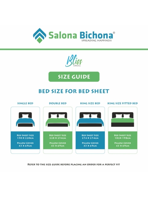 Salona Bichona Bliss Blue & White Floral Cotton 180 TC King Bedsheet with 2 PillowCovers - Image 7