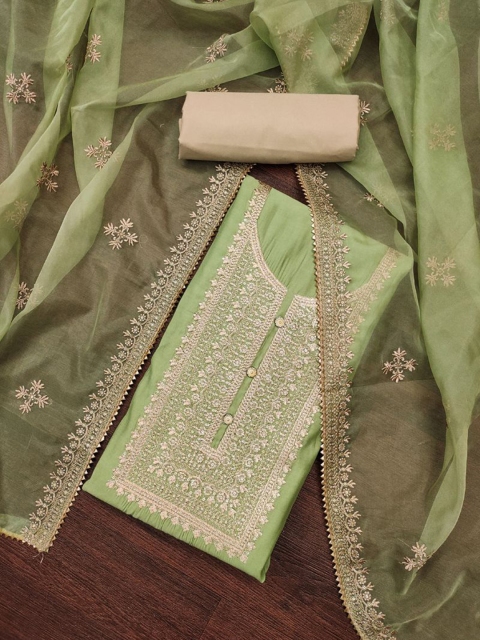 ASISA Ethnic Motifs Embroidered Beads and Stones Pure Silk Unstitched Dress Material - Image 2