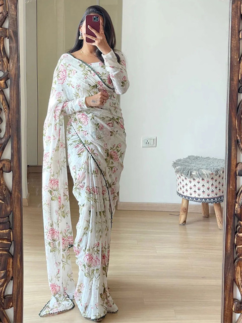 Sidhidata Floral Pure Georgette Ready to Wear Saree