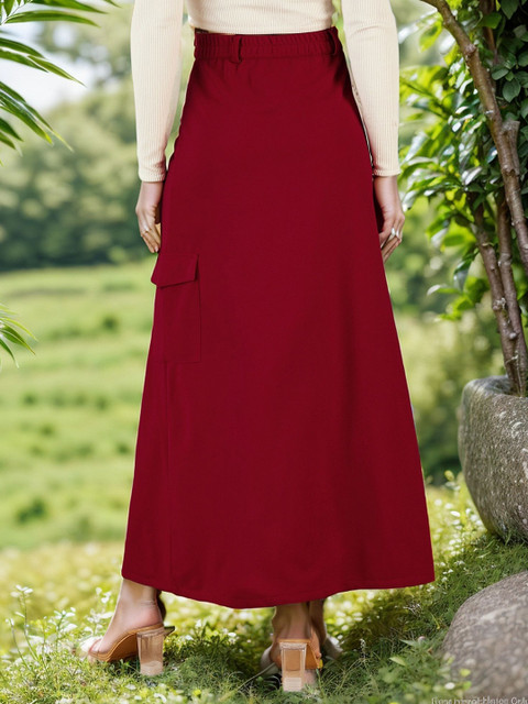 ZYNG A-Line Midi Skirt with Elastic Waistband - Image 3