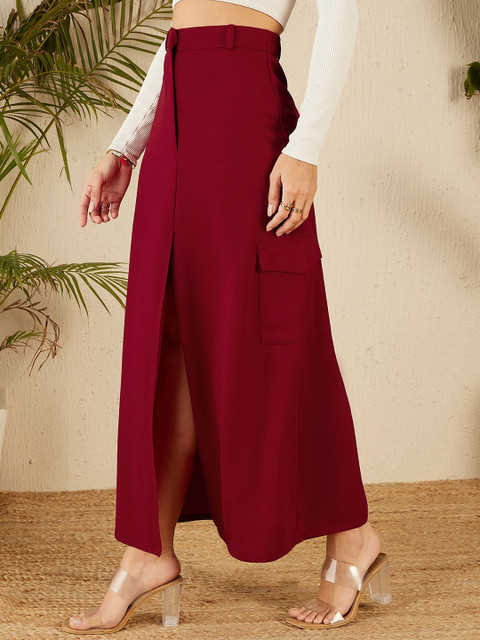 ZYNG A-Line Midi Skirt with Elastic Waistband - Image 2