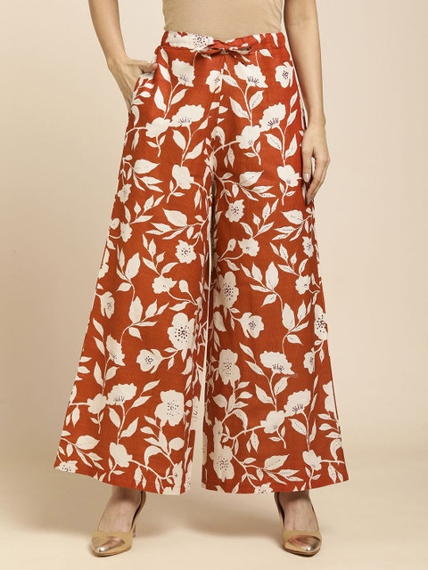 RATAN Women Floral Printed Flared Ethnic Palazzos