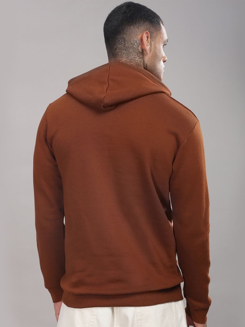 ADRO Men Brown Cotton Printed Hooded Neck Long Sleeves Pullover Sweatshirt - Image 4