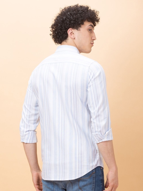 Being Human Men Button-Down Collar Vertical Striped Cotton Slim Fit Casual Shirt - Image 4