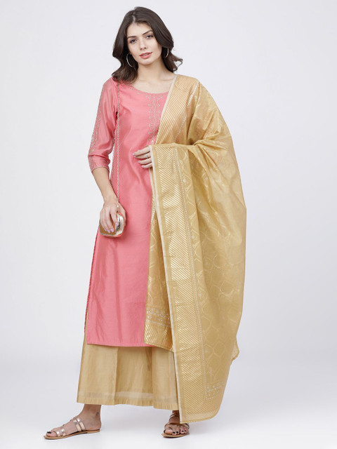 Vishudh Khaki Ethnic Motifs Printed Dupatta