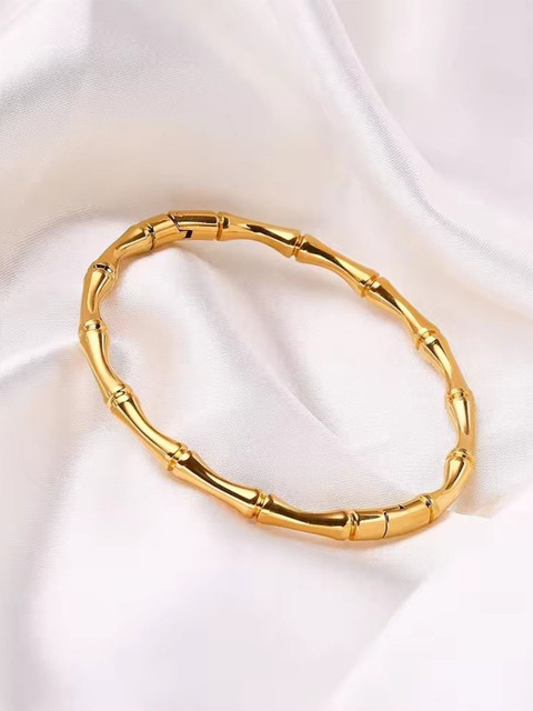 MEENAZ Gold Plated Stainless Steel Bangle Style Bracelet
