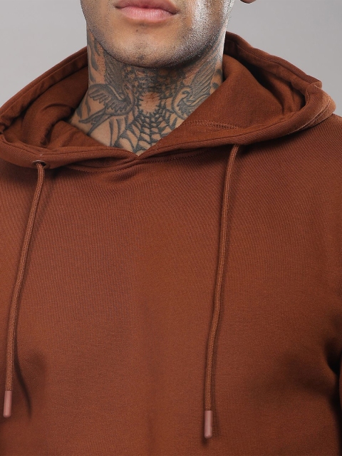 ADRO Men Brown Cotton Printed Hooded Neck Long Sleeves Pullover Sweatshirt - Image 2