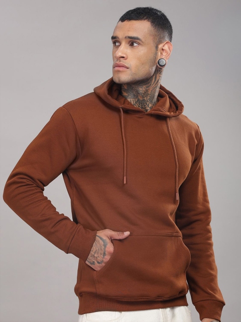 ADRO Men Brown Cotton Printed Hooded Neck Long Sleeves Pullover Sweatshirt - Image 3