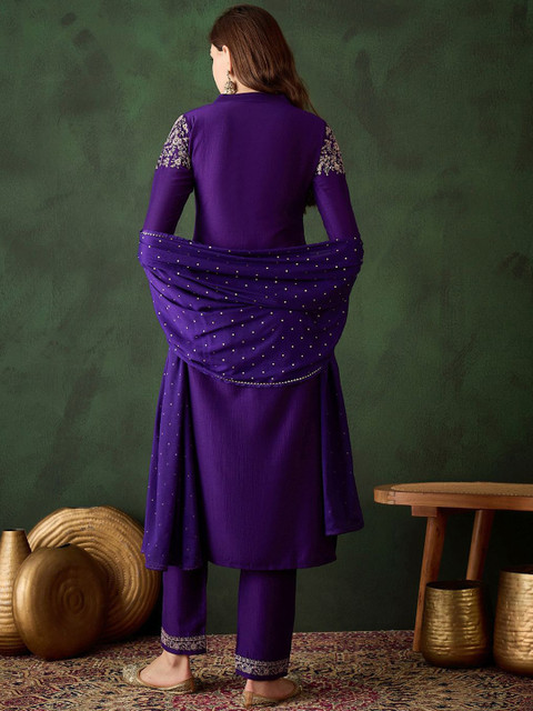 Sangria Embroidered Straight Kurta Trouser With Dupatta - Image 6