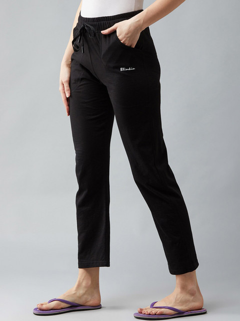 Blinkin Women Black Cotton Lounge Pants