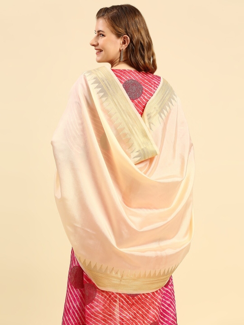 Dupatta Bazaar Women Cream-Coloured & Gold-Toned Solid Dupatta - Image 4